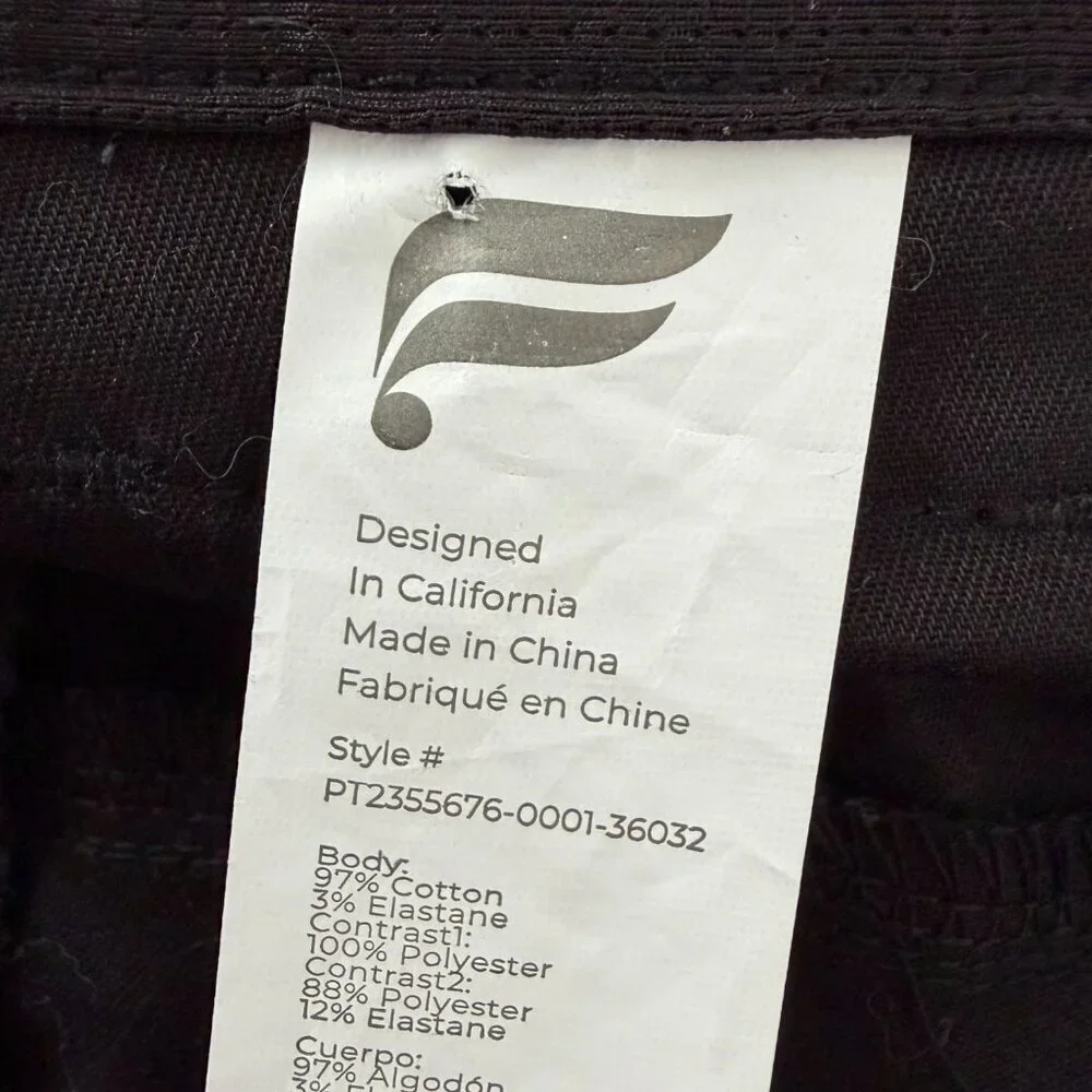 Fabletics The High Side Chino (Slim Fit) Pants Black 36 x 32 New